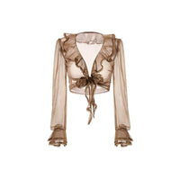 Women's Ruffle Trim Crop Lightweight Sun Protection Cover-up