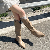 Retro Sophisticated Chunky-heel Pointed-toe Western Cowboy Boots
