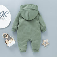 Boys' Overall Autumn And Winter Button Hooded