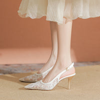 Lace Hollow-out Mesh Pointed High Heels Sexy