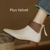 Women's Versatile Single-layer Cotton-lined French-style Martin Boots