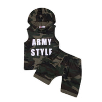 Boy Hooded Sleeveless Camouflage Suit
