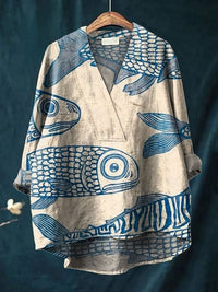 Fashion Digital Printing Large Wide V-neck Top