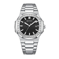 Men's Fashion Diamond Luminous Quartz Watch Waterproof Steel Belt