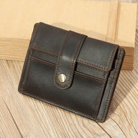 Mens Minimalist Leather Coin And Transit Card Holder