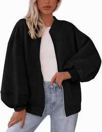 Zip Sweatshirt Jacket Casual Long Sleeve Pilot Coat