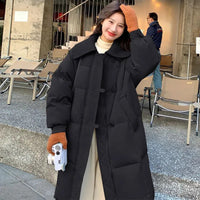 Womens Fashionable Knitted Long Cotton Coat With A Turn-Down Collar