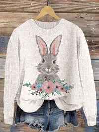 Womens Crew-neck Top With Animal Print