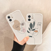 Compatible with Apple , Simple Line Face Phone Protective Cover Light