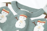 Jacquard Snowman Christmas Tree Parent-child Pullover