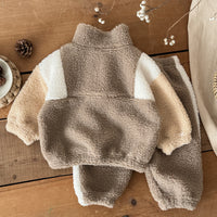 Baby And Toddler Lambswool Stand Collar Half-Zip Two-Piece Set