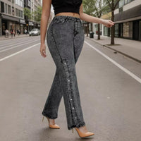 Retro Mid-waist Stretch Flared Jeans For Women