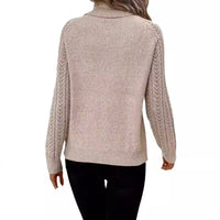 Women's Turtleneck Long Sleeve Sweater Pullover Hollow Out
