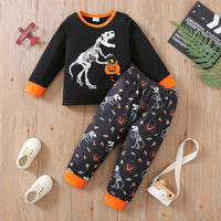 Halloween Day Boy Full Print Pumpkin Lamp Suit