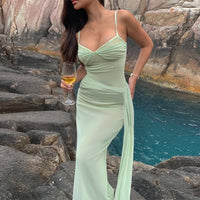 Fashionable Printed Waist Cinching Strap Bodycon Dress