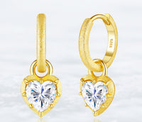 925 Sterling Silver Gold-Plated 1-Carat Heart Earrings