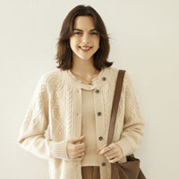 Cashmere Thick Knit Cardigan Women's Sweater