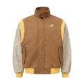Baseball Uniform Men's Jacket Color Contrast Patchwork PU Leather Sleeve