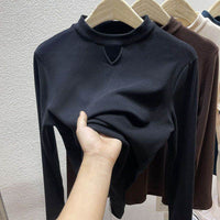 Women's Half-turtleneck Brushed Double-sided Dralon Bottoming Shirt