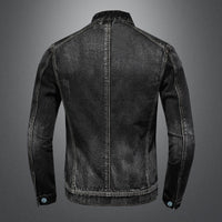 Stand Neck Zipper Denim Coat Men's Large