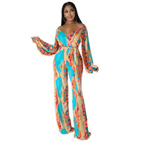 Casual Straight-leg Printing Romper Jumpsuit