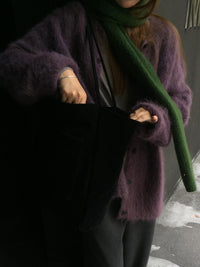 Purple Lazy High-end Mohair Cardigan Women's Autumn Winter Loose