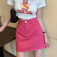 Stylish Preppy-Style Denim Slit Skirt For Women