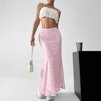 Summer Womens Skirt Mori Style Floral Chiffon Fishtail Maxi Skirt
