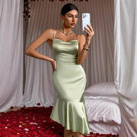 Lace-trimmed Satin Dress For Women