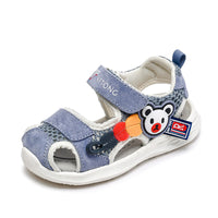 Summer Boy Hollow Baotou Beach Velcro Casual Leather Cartoon Baby Sandals