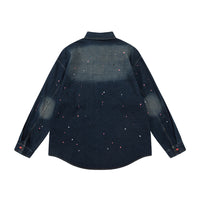 Contrast Color Inkjet Long-sleeved Shirt Denim Clothes Jacket Spring And Autumn