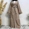 Contrast Striped Cardigan Muslim Robe