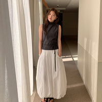 Korean-style Elastic-waist Designer A-line Bloom Versatile Midi Skirt