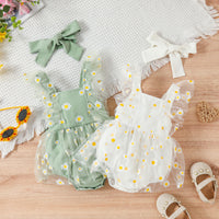 Girls' Solid Colour Patchwork Daisy Mesh Back Triangle Harness