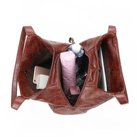 Vintage Women's Bag Leather Large Capacity Marble Grain Women's Shoulder Bag Daily Commuter Handbag Shopping