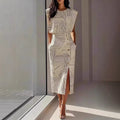 Womens Printed Sleeveless Top And Slit Long Skirt Set