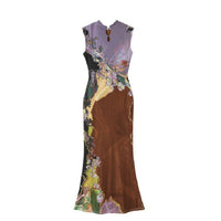 Two-Way Color-Block Printed Cheongsam Dress