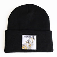 Winter Animal Embroidered Knitted Wool Hat