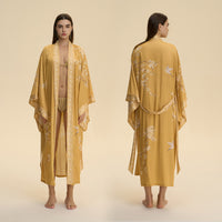 Womens SpringAutumn Printed Long-Sleeve Maxi Nightgown Loungewear