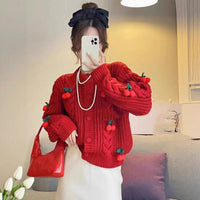 Cherry Younger Sweet Sweater Female Korean Loose And Lazy Style