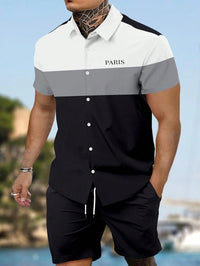 Mens 3D Digital-Print Shirt And Sports Suit Set