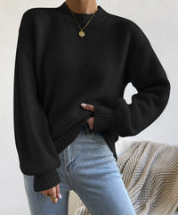 Pure Color Half Collar Leisure Pullover Sweater Women's Long-sleeved Sweater