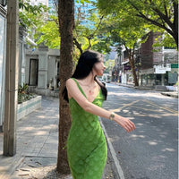 Summer New Vintage Niche Hollowed Waist-Cinching A-Line Skirt Short Dress