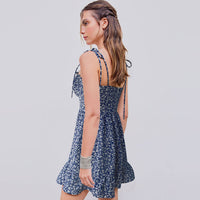 Retro Floral Slip Dress Women's Summer Waist-cinching