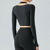 Halter Fake Two-piece Slim Fit Yoga Long Sleeve Nude Feel Sports Top Women's
