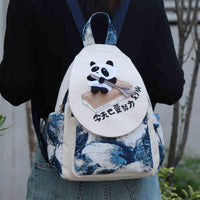 Creative Cartoon Lightweight Canvas Bag Multi-compartment Lightweight Casual Backpack