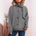 Elegant Retro Pinstripe Single-breasted Scarf Knitted Cardigan Sweater