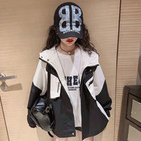 Girl All-match Western Style Fashion Colorblock Coat