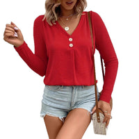 Women's Fashion Long Sleeve Button Top