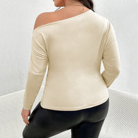 Women's Sexy Off-shoulder Slim-fit Solid Color Elegant Long-sleeved Top